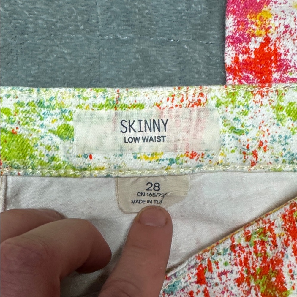 H&M Splatter Paint Skinny Jeans, Colorful, Denim, Size 28 - Picture 3 of 9